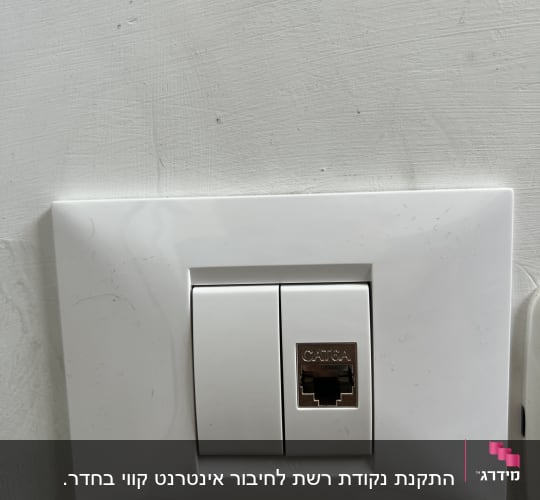 שקע רשת CAT6A בקיר לבן
